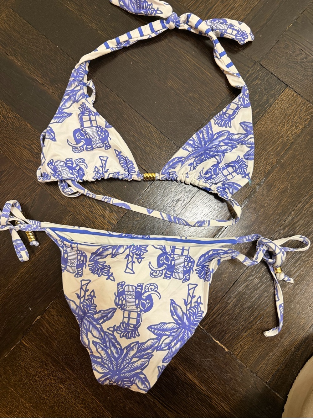 Reversible Blue & White  Print Tie-Side Bikini